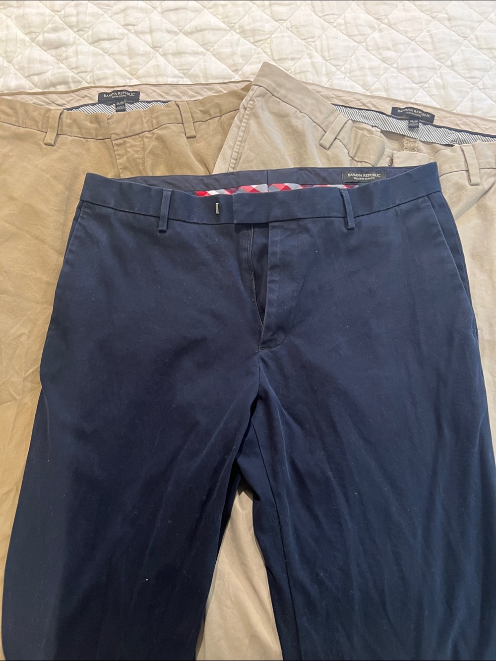 Banana Republic Men's Navy Chinos, Tan & Khaki Pair